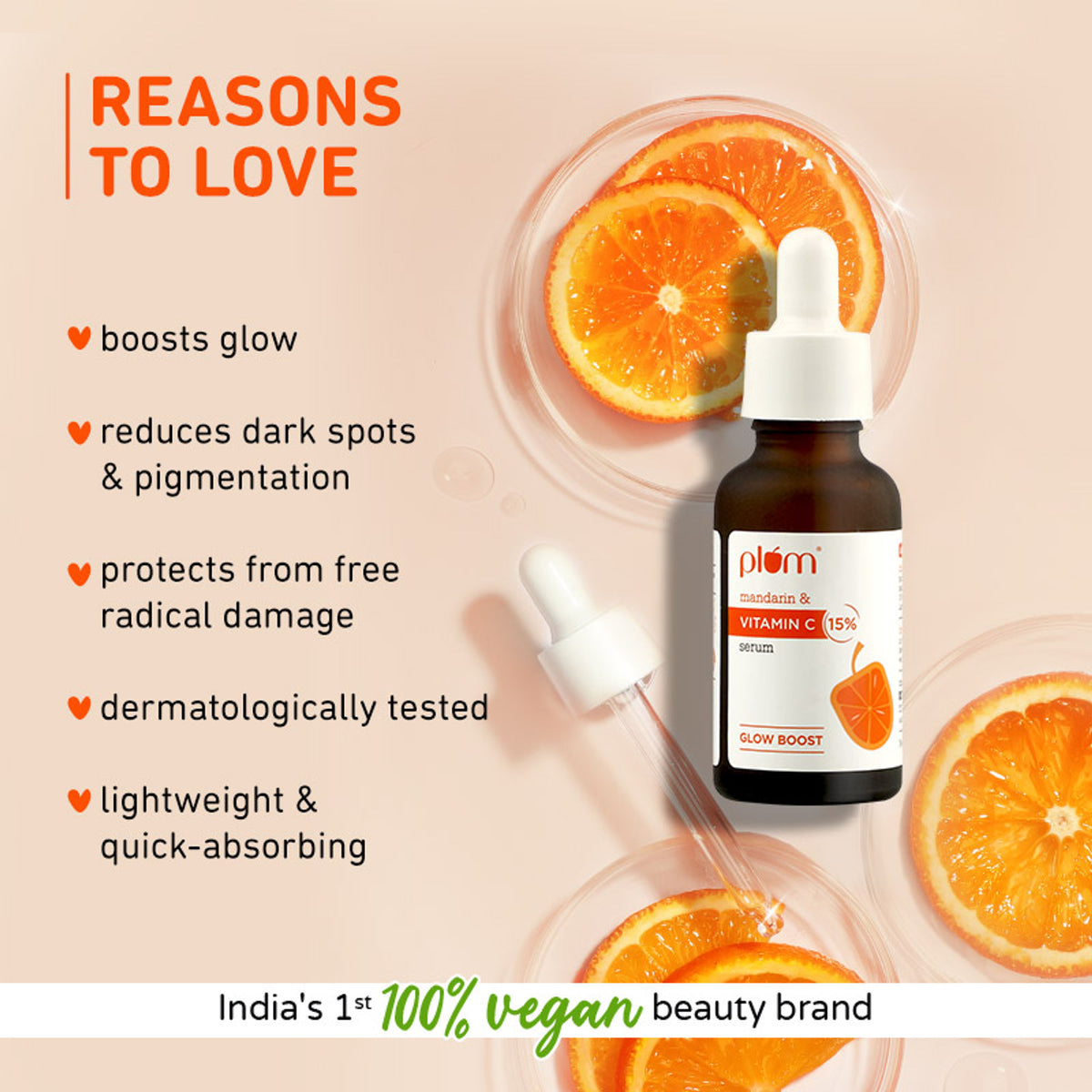 Plum 15% Vitamin C Glow Face Serum - Dermat Tested To Fight Dark Spots- Pigmentation & Dull Skin