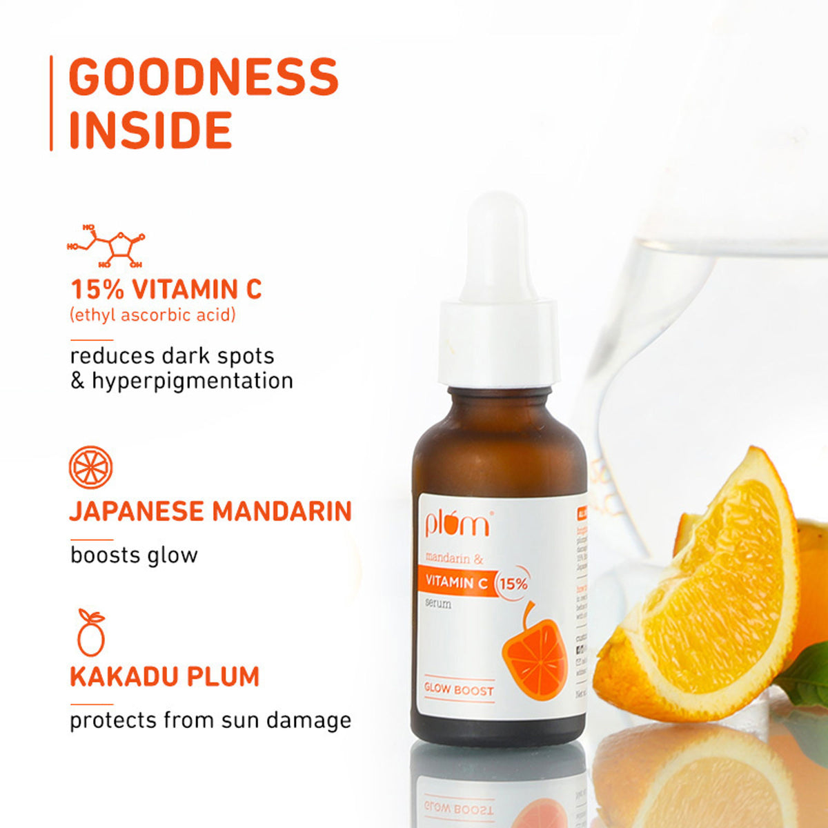 Plum 15% Vitamin C Glow Face Serum - Dermat Tested To Fight Dark Spots- Pigmentation & Dull Skin