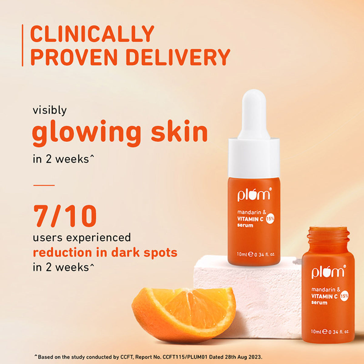 Plum 15% Vitamin C Glow Face Serum - Dermat Tested To Fight Dark Spots- Pigmentation & Dull Skin