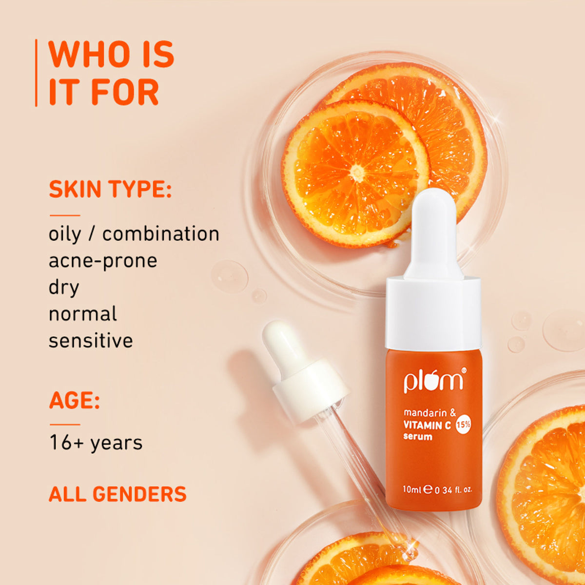 Plum 15% Vitamin C Glow Face Serum - Dermat Tested To Fight Dark Spots- Pigmentation & Dull Skin