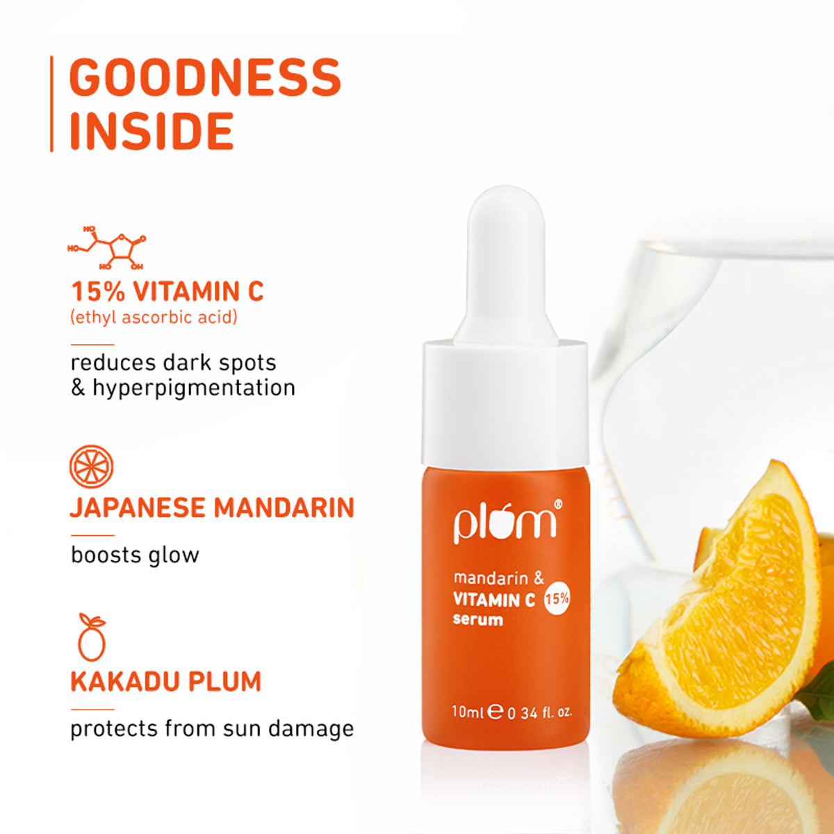 Plum 15% Vitamin C Glow Face Serum - Dermat Tested To Fight Dark Spots- Pigmentation & Dull Skin