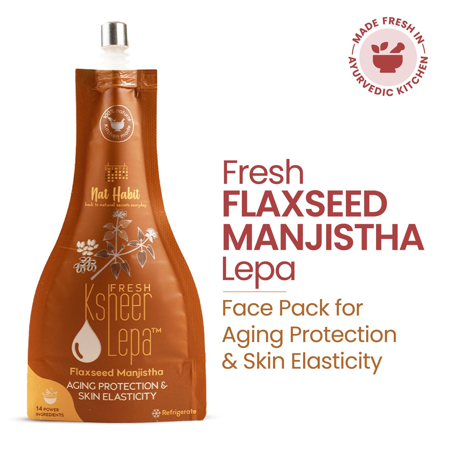 Nat Habit Flaxseed Manjistha Ksheer Lepa, Anti Aging Face Mask, Skin Elasticity, Ayurvedic Clay Pack