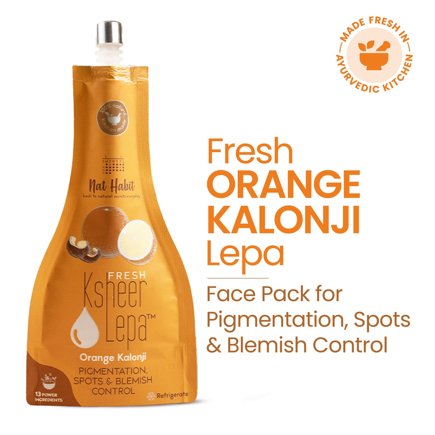 Nat Habit Orange Kalonji Ksheer Lepa, Clay Face Mask for Blackheads and Whiteheads & Pigmentation