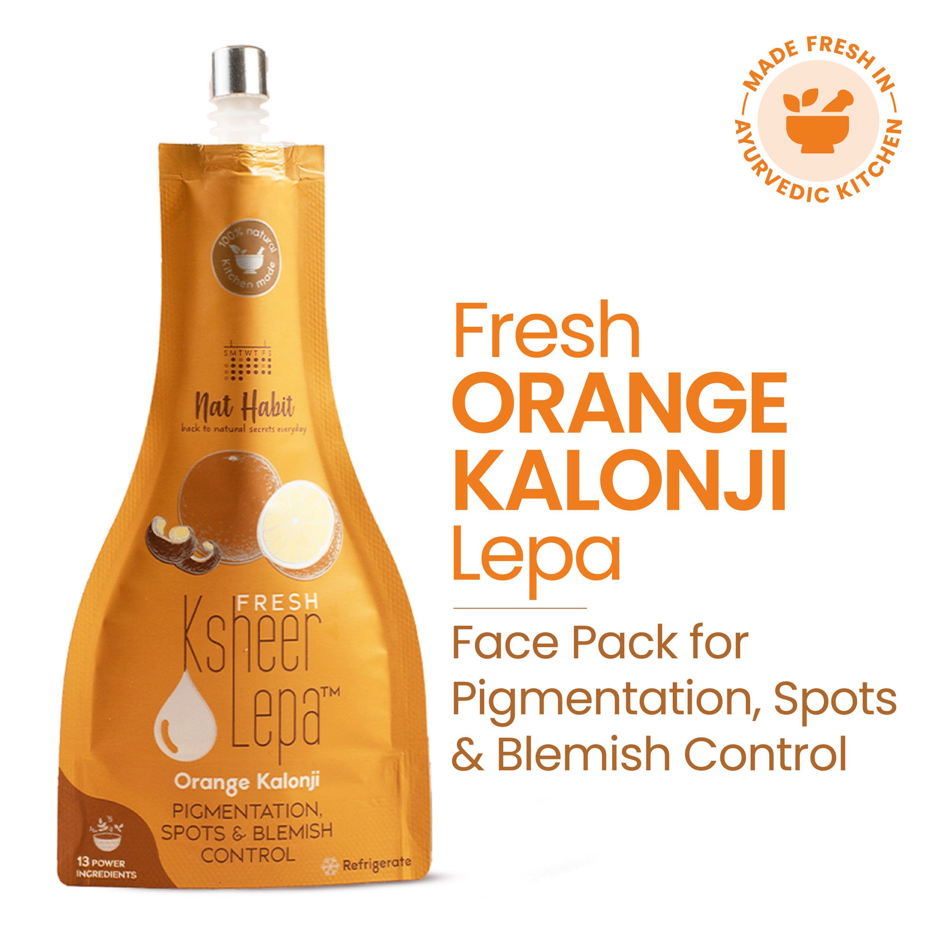 Nat Habit Orange Kalonji Ksheer Lepa, Clay Face Mask for Blackheads and Whiteheads & Pigmentation