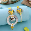 Dhiyona Yellow Beaded Bhaiya Bhabhi Rakhi With Roli Chawal & Greeting Card