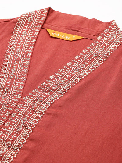 Indyancart IE Ethnic Motifs Embroidered Kurta with Trousers & Dupatta