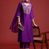 Dhiyona IE Ethnic Motifs Yoke Design Liva Kurta With Trousers & Dupatta