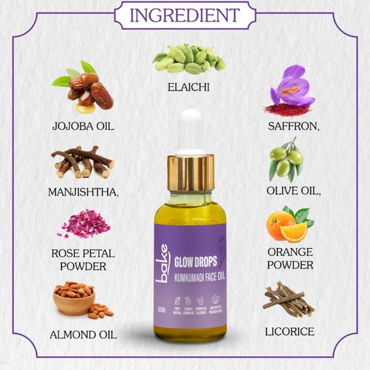BAKE Kumkumadi Face Oil For Brightening & Glowing Skin