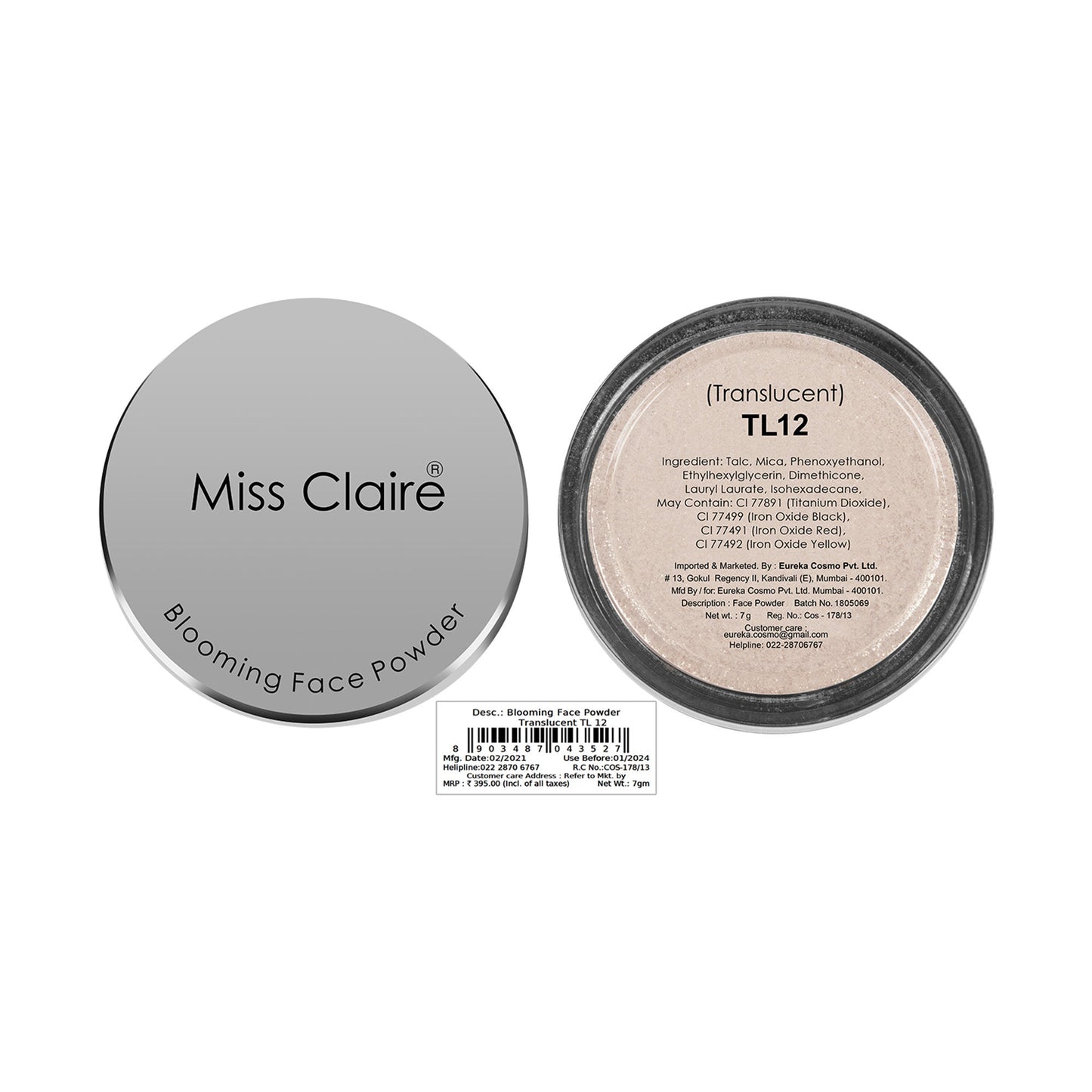 Miss Claire Blooming Face Powder - Translucent TL12