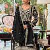 Indyancart IE Floral Embroidered Round Neck Mirror Work Straight Kurta With Palazzos & Dupatta