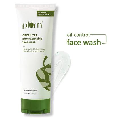 Plum Green Tea Pore Cleansing Gel Face Wash With Glycolic Acid - Fights Pimpels & Control Oil