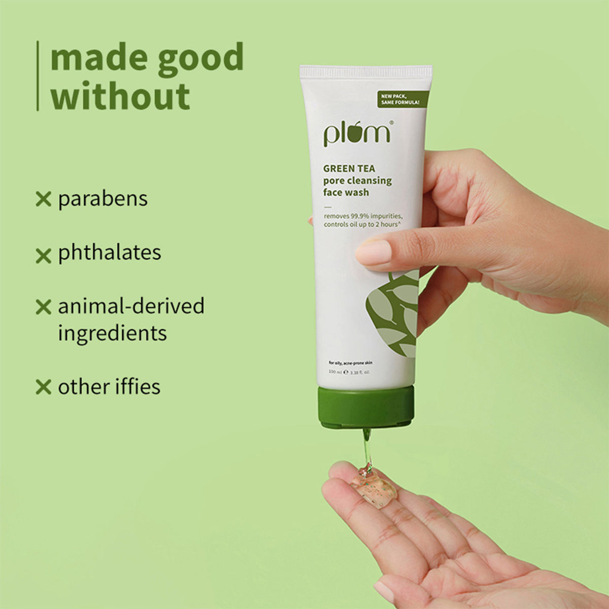 Plum Green Tea Pore Cleansing Gel Face Wash With Glycolic Acid - Fights Pimpels & Control Oil