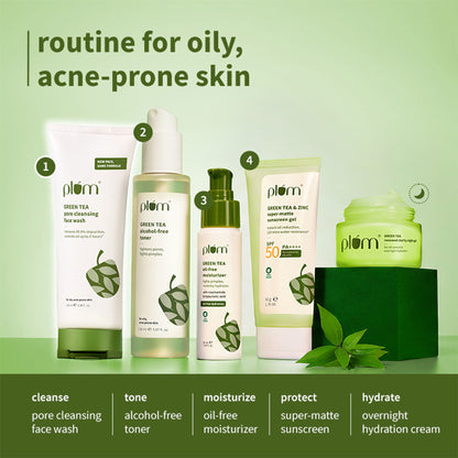 Plum Green Tea Pore Cleansing Gel Face Wash With Glycolic Acid - Fights Pimpels & Control Oil