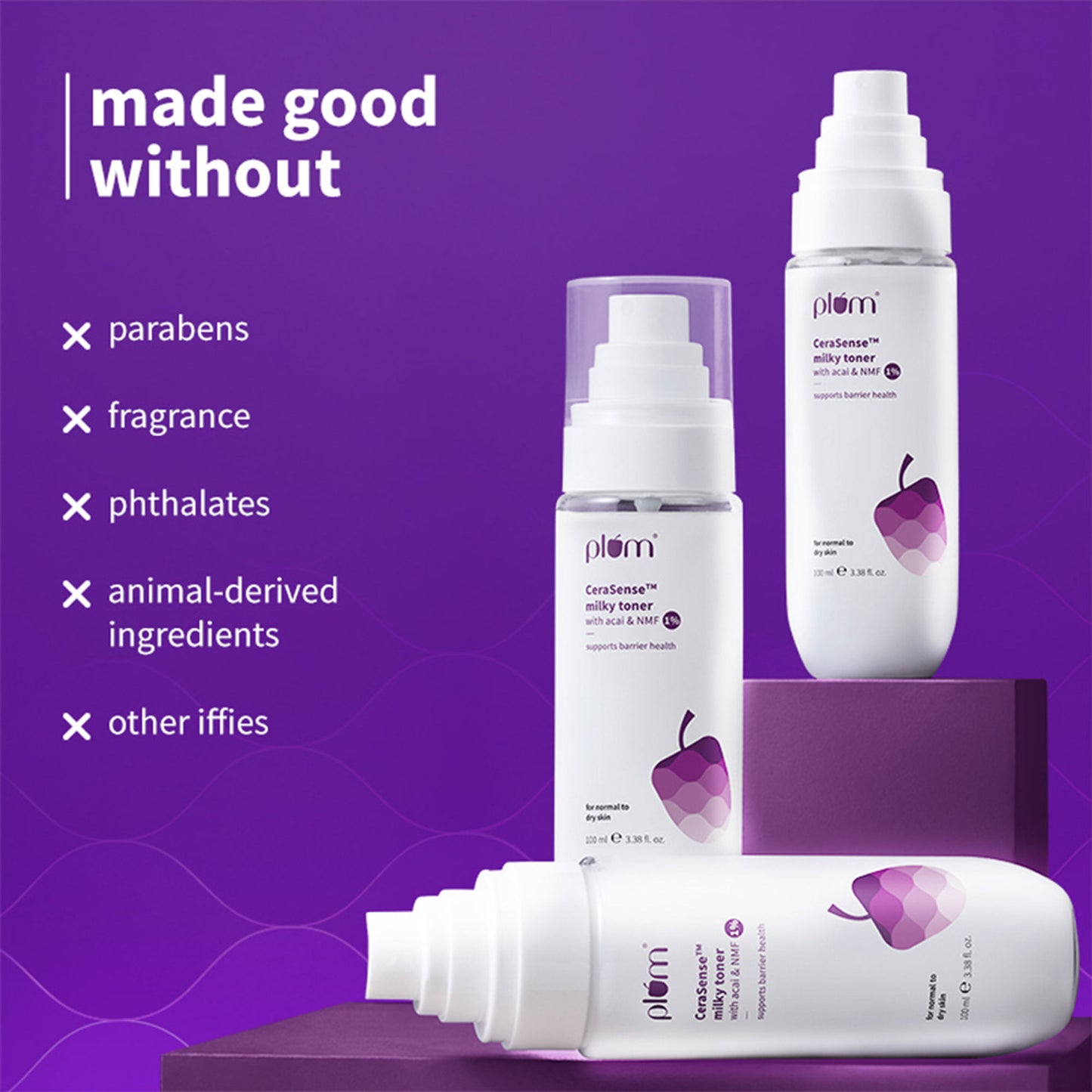 Plum Cerasense Milky Toner with Ceramides & Peptides For Barrier Repair