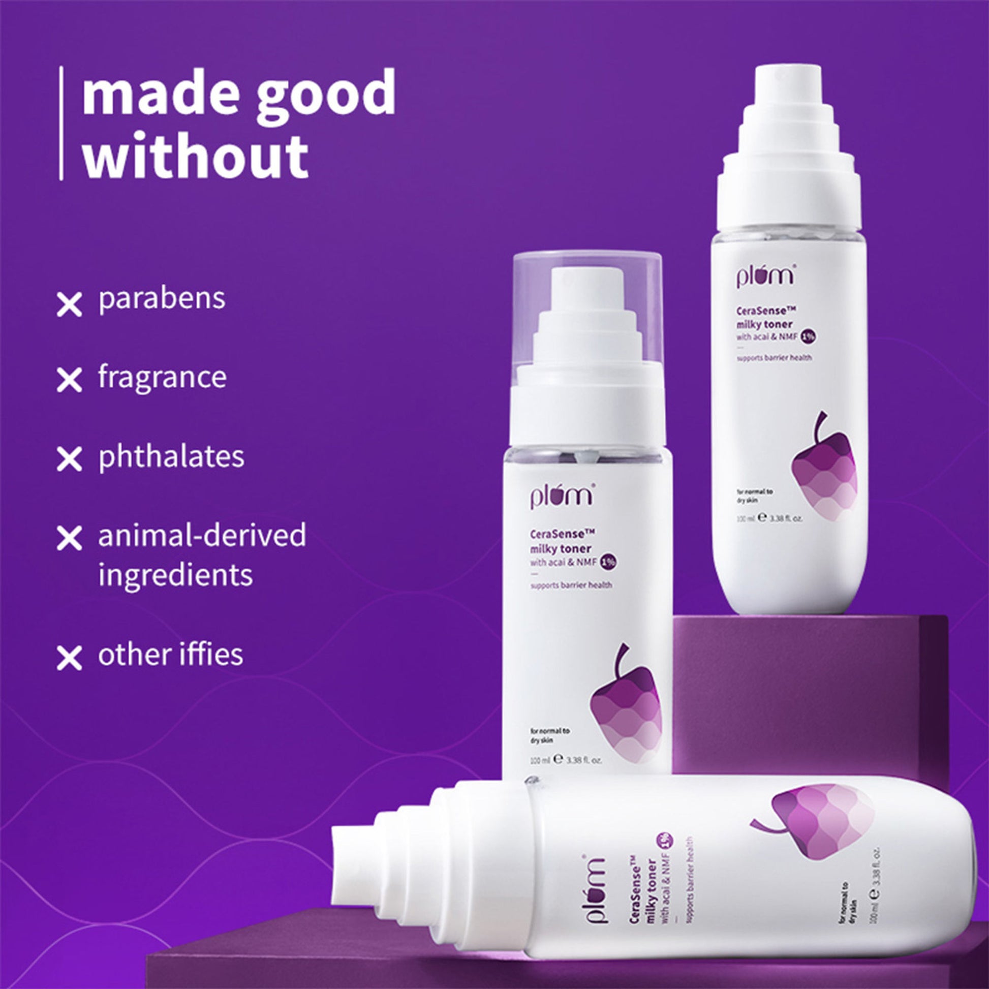 Plum Cerasense Milky Toner with Ceramides & Peptides For Barrier Repair