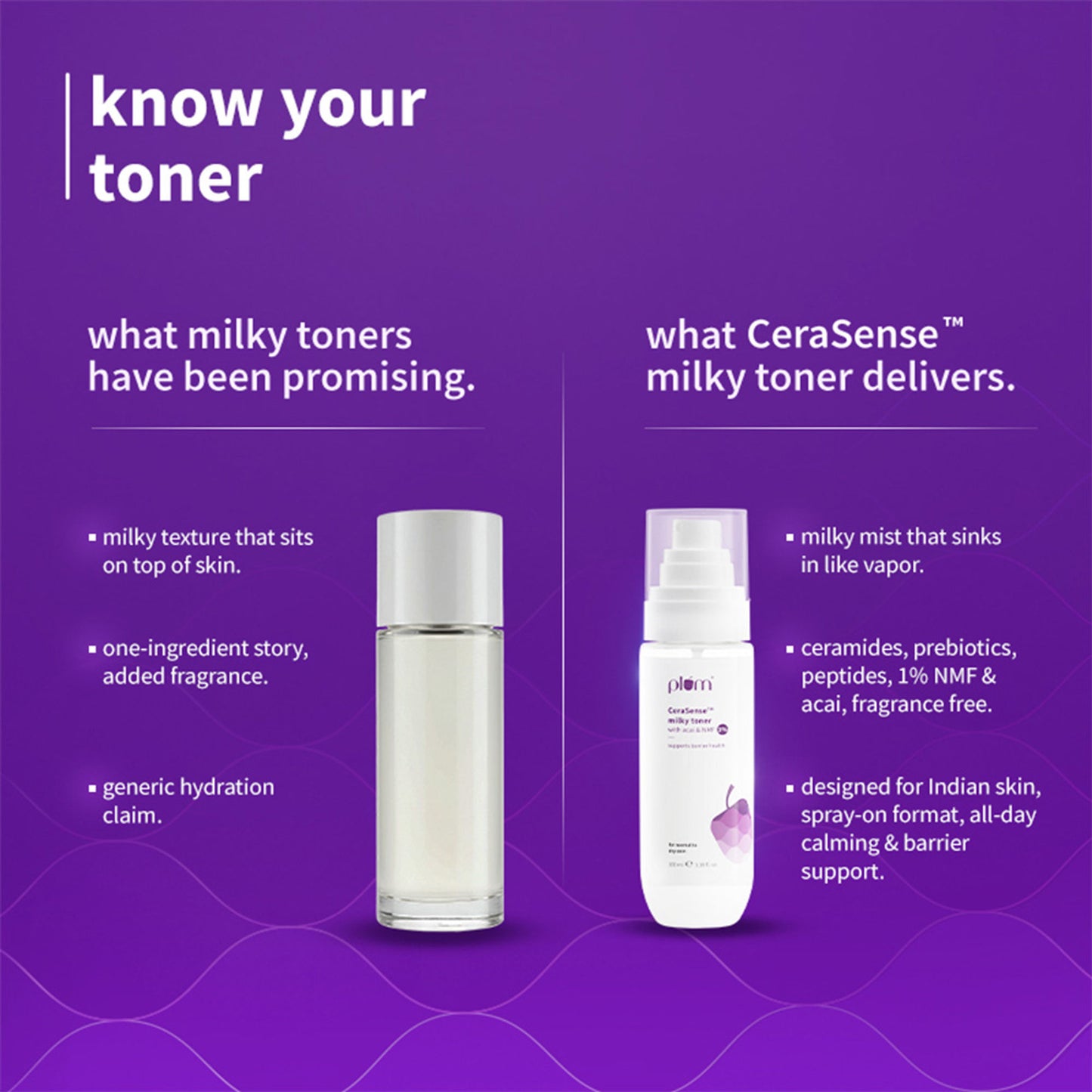 Plum Cerasense Milky Toner with Ceramides & Peptides For Barrier Repair