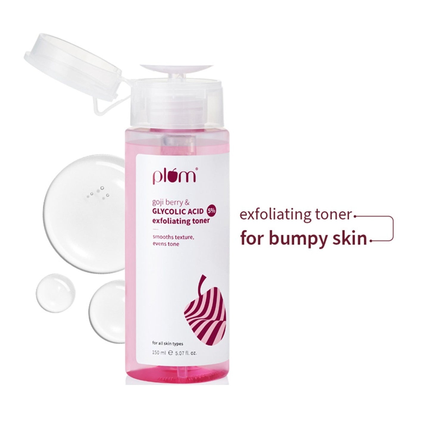 Plum 5% Glycolic Acid & Goji Berry Exfoliating Toner for textured skin