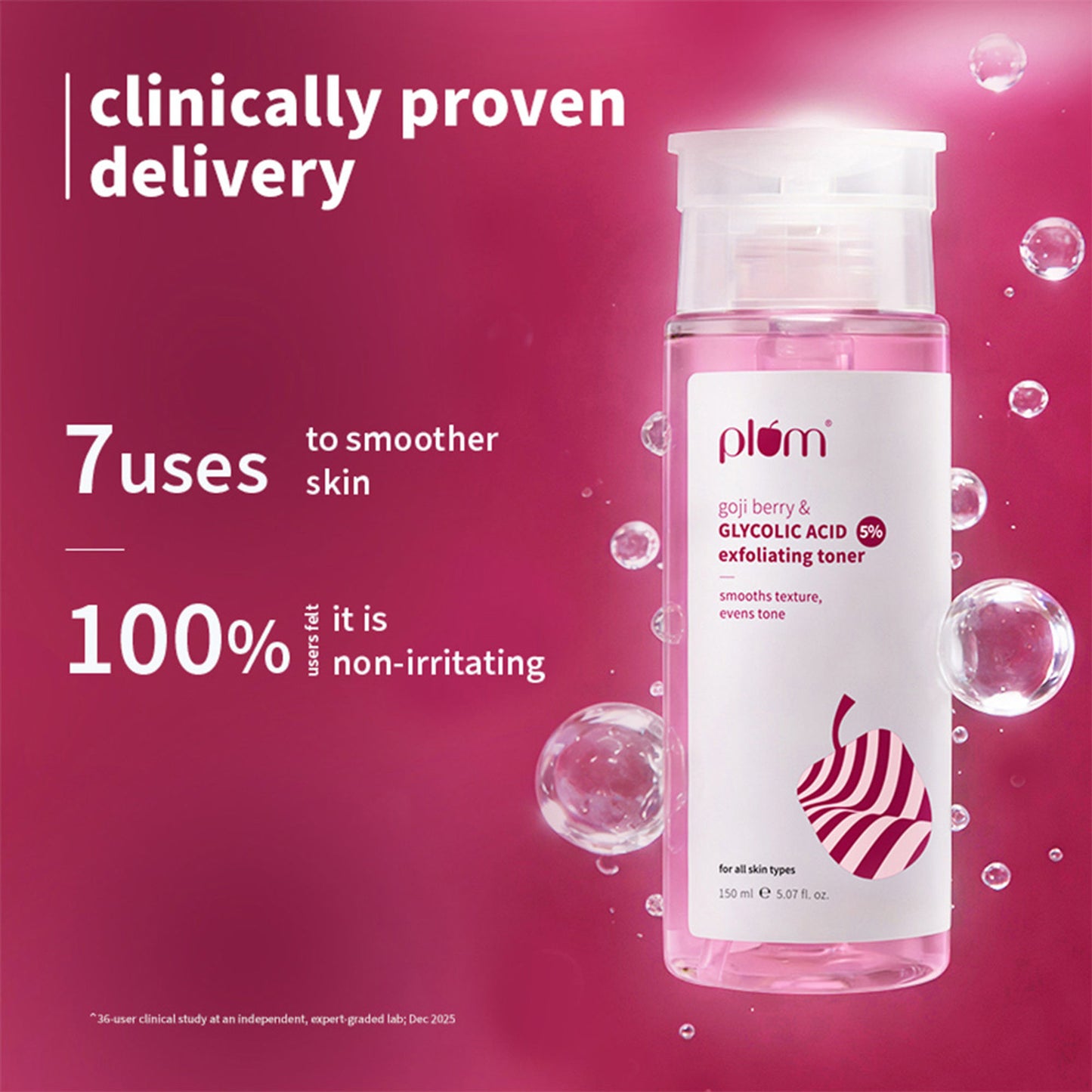 Plum 5% Glycolic Acid & Goji Berry Exfoliating Toner for textured skin