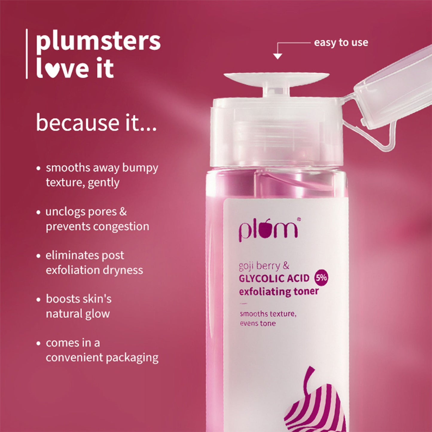 Plum 5% Glycolic Acid & Goji Berry Exfoliating Toner for textured skin