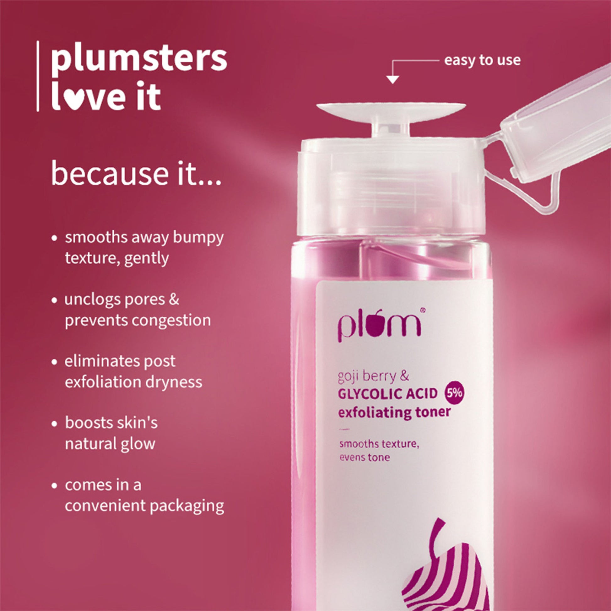 Plum 5% Glycolic Acid & Goji Berry Exfoliating Toner for textured skin