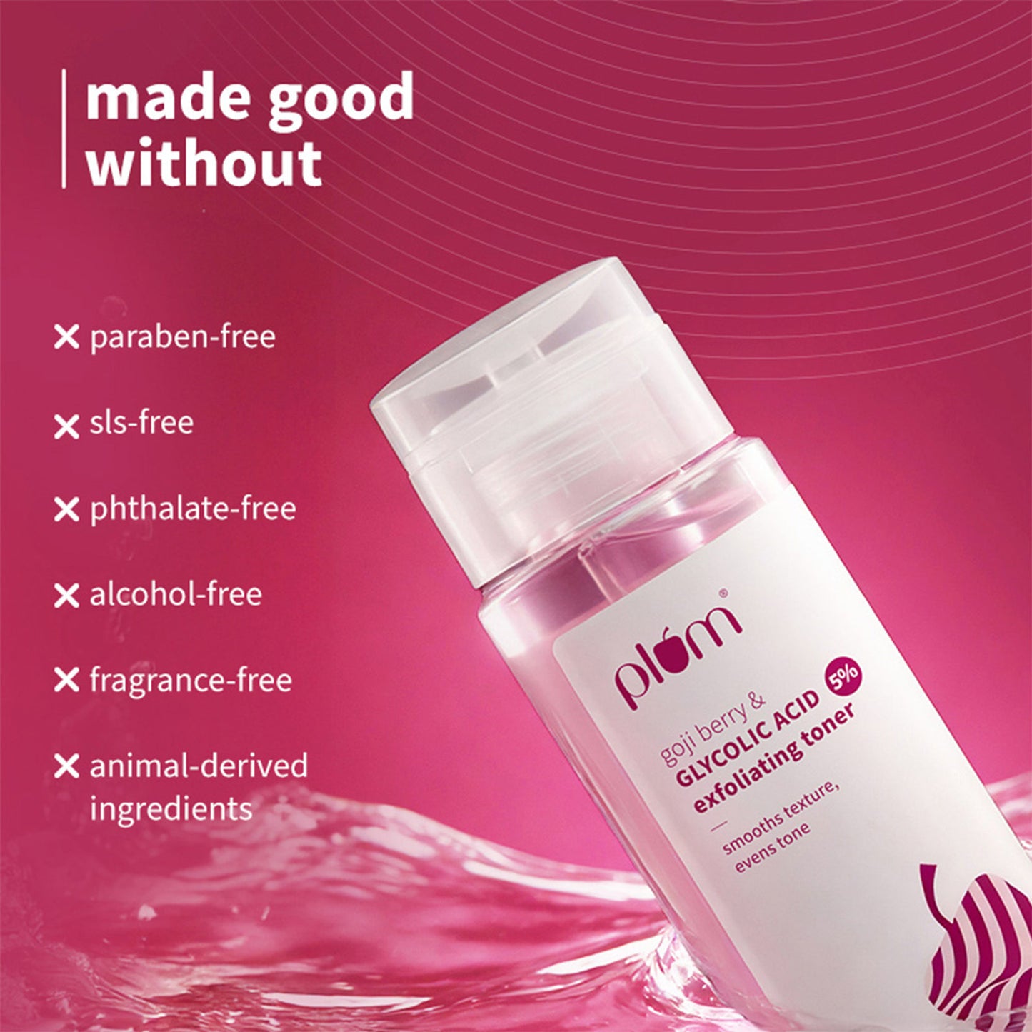 Plum 5% Glycolic Acid & Goji Berry Exfoliating Toner for textured skin