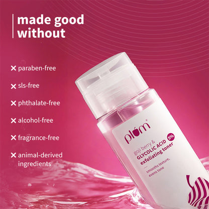 Plum 5% Glycolic Acid & Goji Berry Exfoliating Toner for textured skin