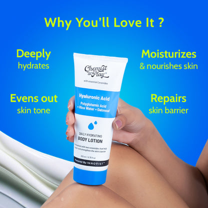 Chemist at Play Hydrating Body Lotion with Rice Water & Hyaluronic Acid, Moisturizer for Dry Skin