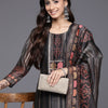 Dhiyona VA Women'sEthnic Motifs Printed Regular Chanderi Silk Kurta with Trousers & With Dupatta