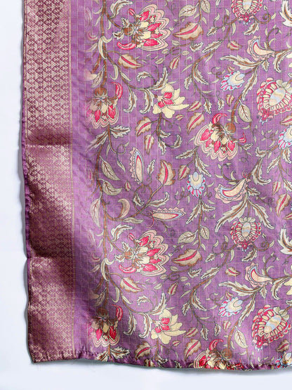 Indyancart IE Floral Embroidered Thread Work Kurta with Trousers & With Dupatta
