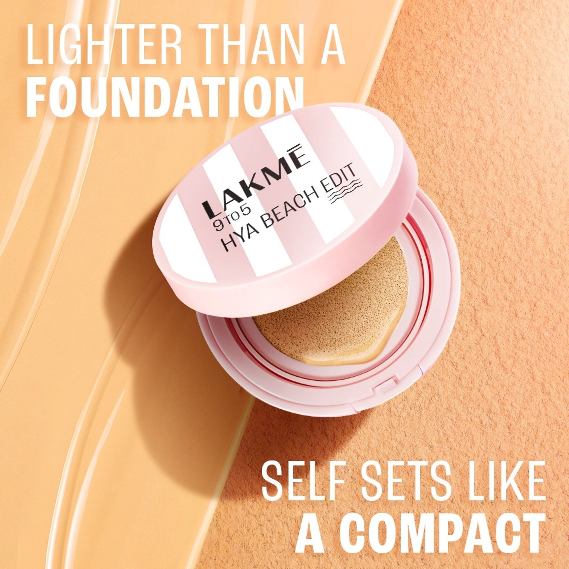 Lakme 9to5 Hya Beach Edit Cushion Foundation, SPF 40, Hydrating Matte, C 100 - Neutral Almond
