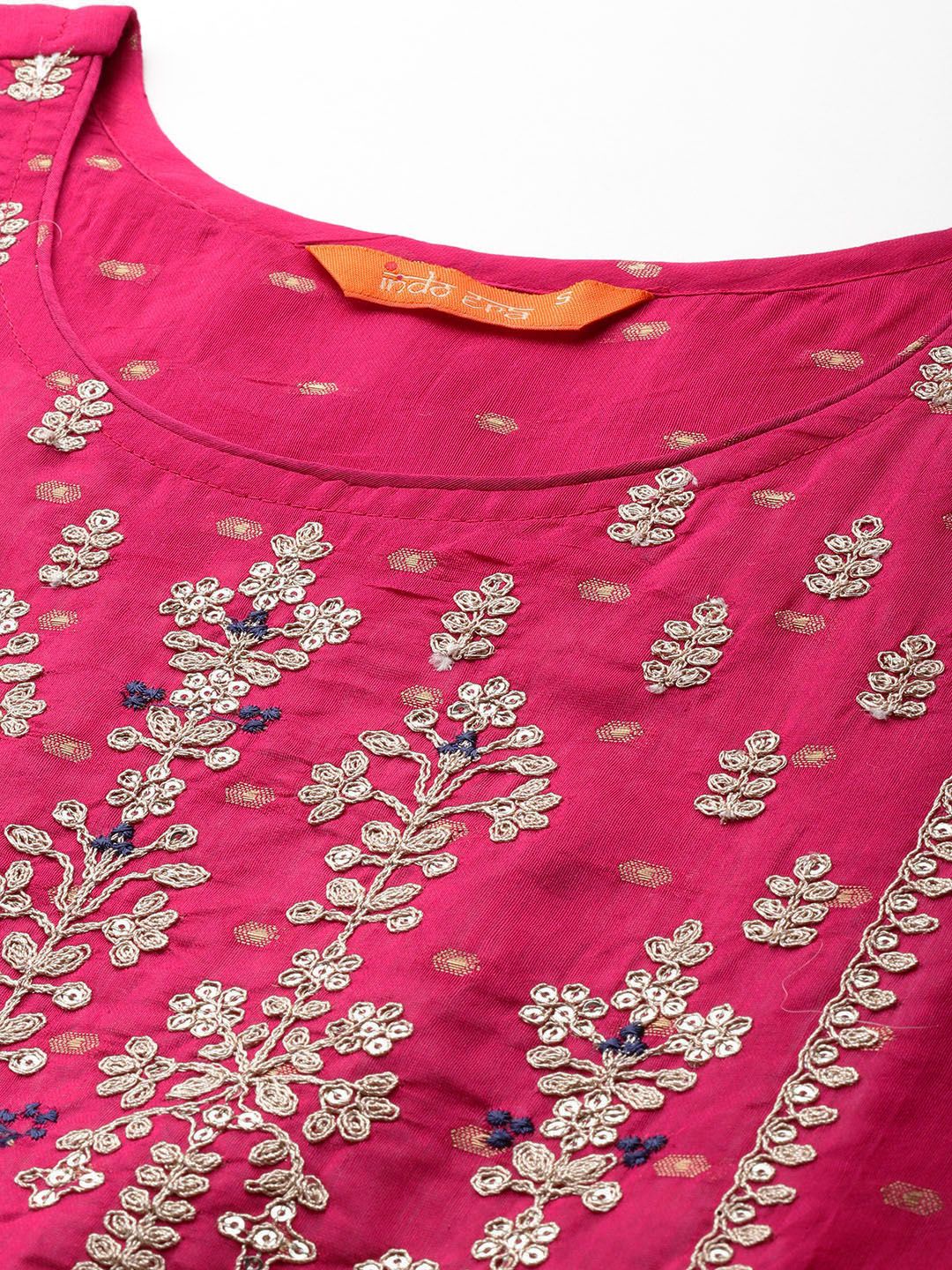 Dhiyona IE Embroidered Empire Sequinned Chanderi Silk Kurta with Trousers & Dupatta