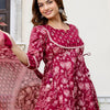 Dhiyona IE Women Ethnic Motifs Printed Pure Cotton Kurta with Trousers & With Dupatta