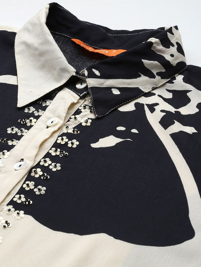 Dhiyona IE Floral Printed Sequinned Kurta with Palazzos