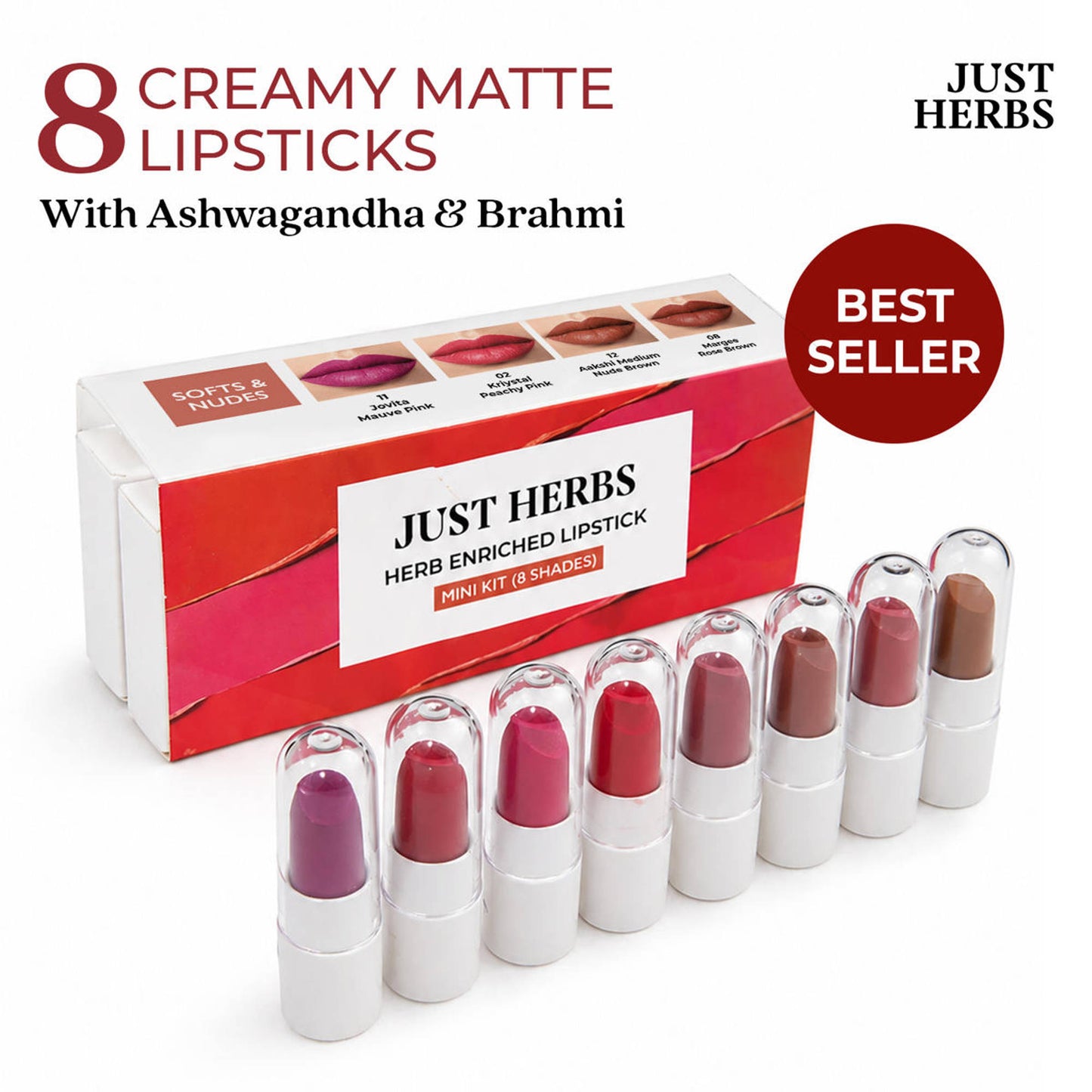 Just Herbs Ayurvedic Lipstick Micro-Mini Kit - Kit Of 8