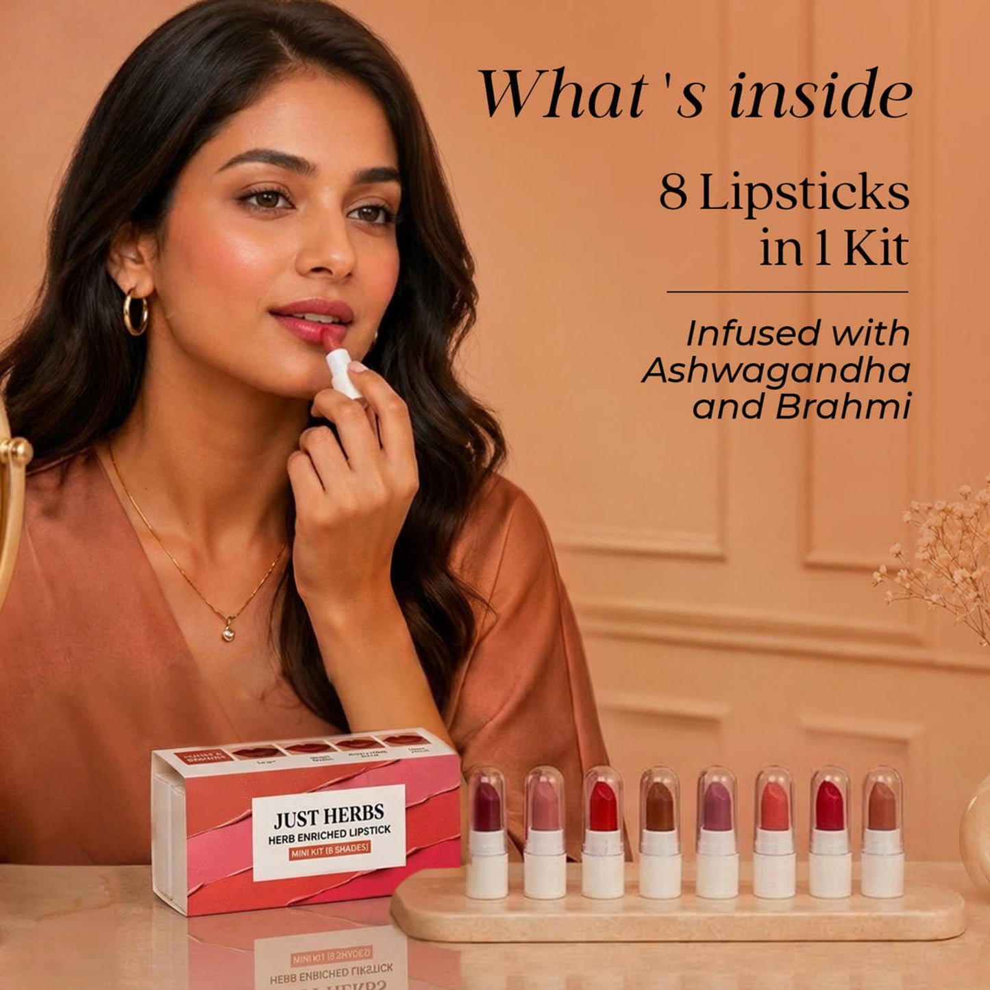 Just Herbs Ayurvedic Lipstick Micro-Mini Kit - Kit Of 8