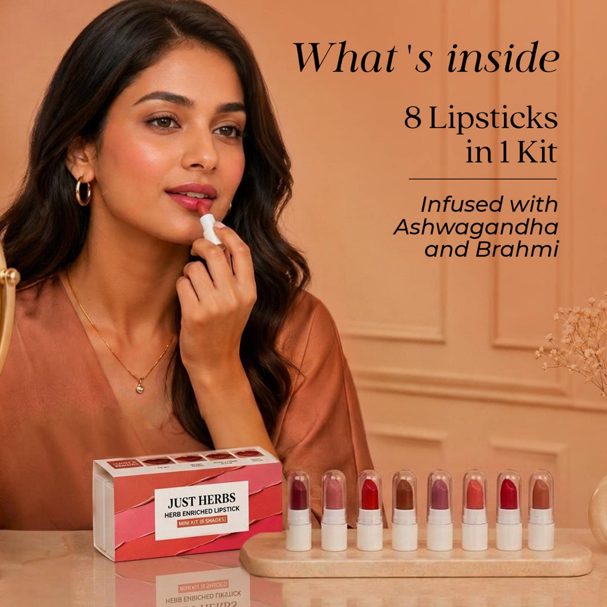 Just Herbs Ayurvedic Lipstick Micro-Mini Kit - Kit Of 8