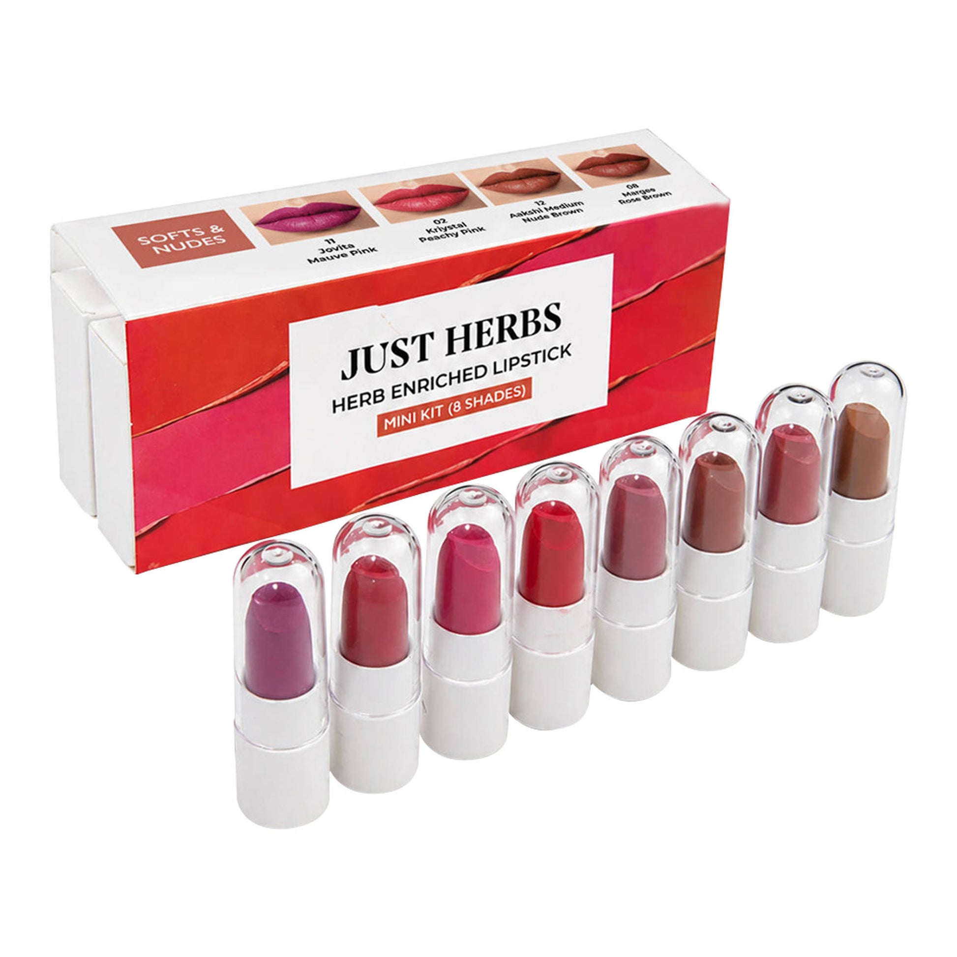 Just Herbs Ayurvedic Lipstick Micro-Mini Kit - Kit Of 8