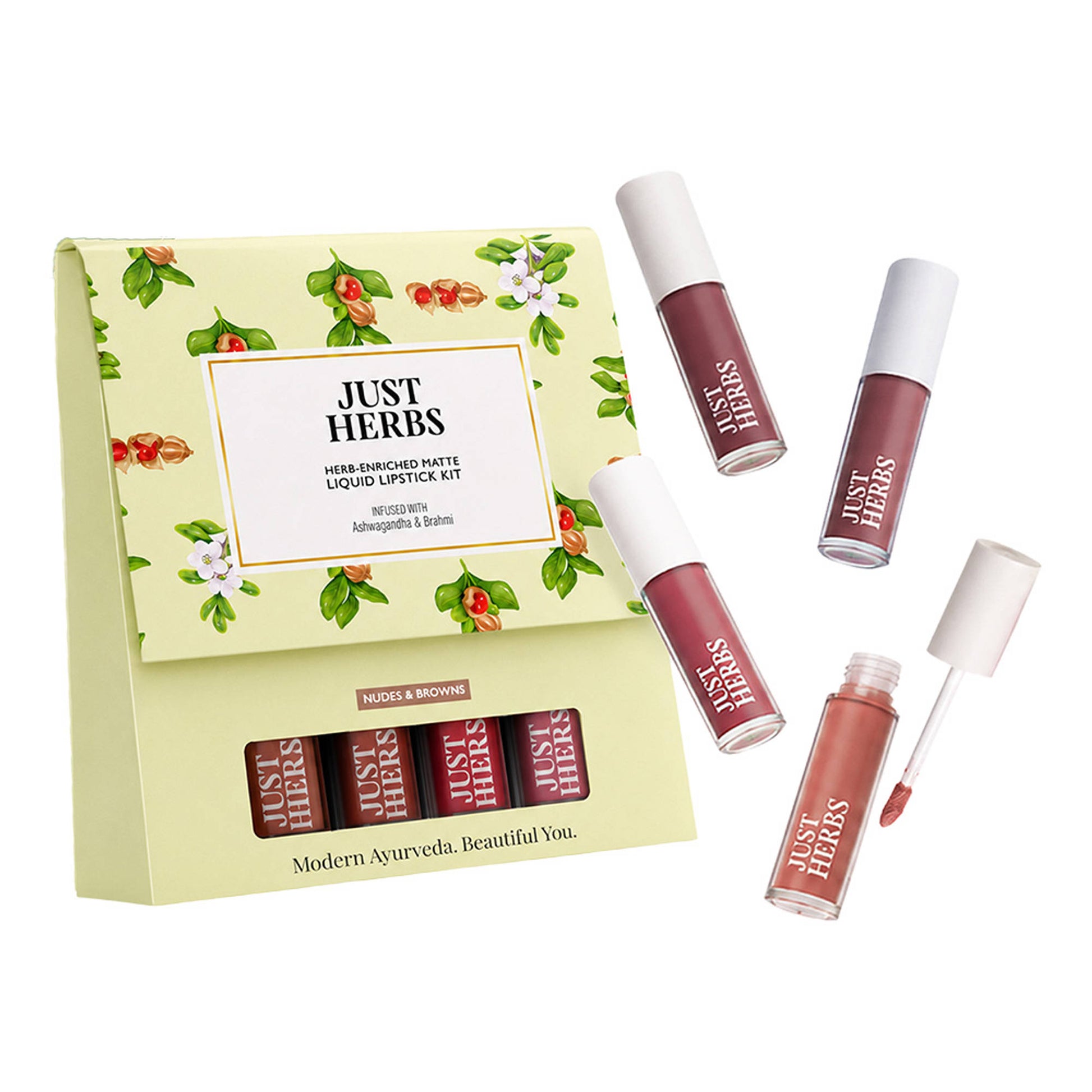 Just Herbs Herb Enriched Matte Liquid Lipstick Kit - Nude & Brown