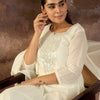 Dhiyona IE Embroidered Mirror Work Pure Cotton Straight Kurta With Trousers & Dupatta