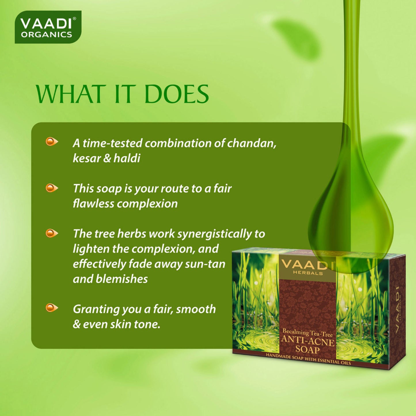 Vaadi Herbals Anti-Acne Soap With Becalming & Tea Tree Oil