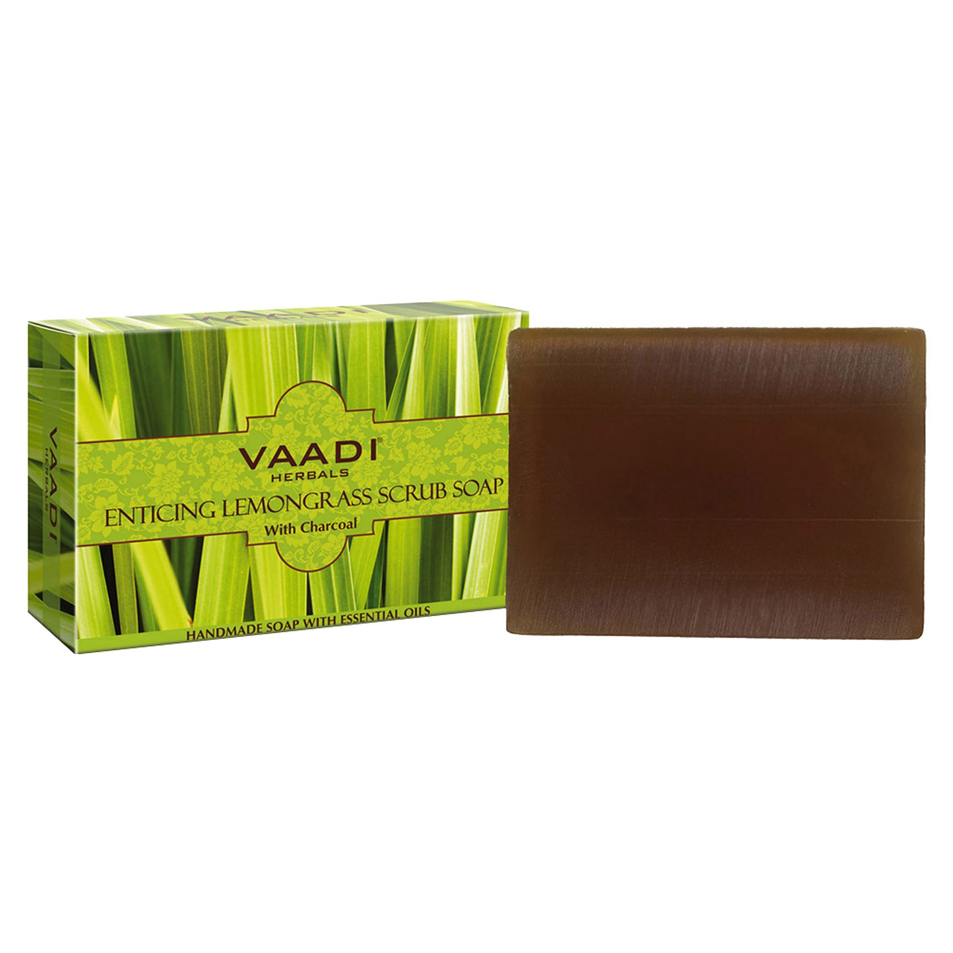 Vaadi Herbals Enticing Lemongrass Scrub Soap With Charcoal