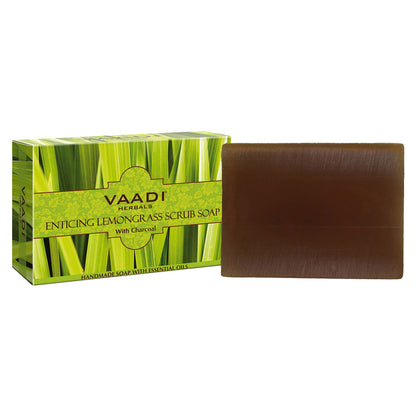 Vaadi Herbals Enticing Lemongrass Scrub Soap With Charcoal