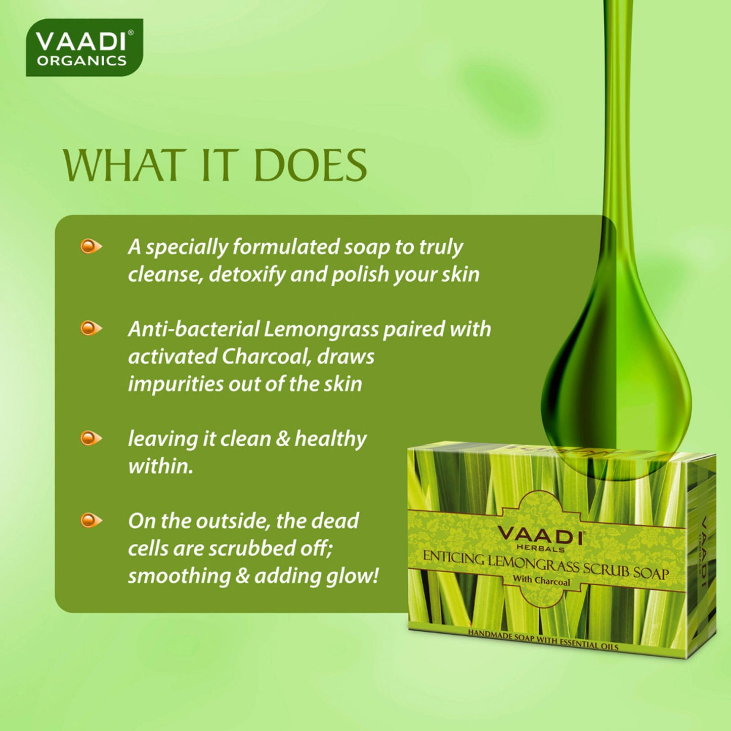 Vaadi Herbals Enticing Lemongrass Scrub Soap With Charcoal