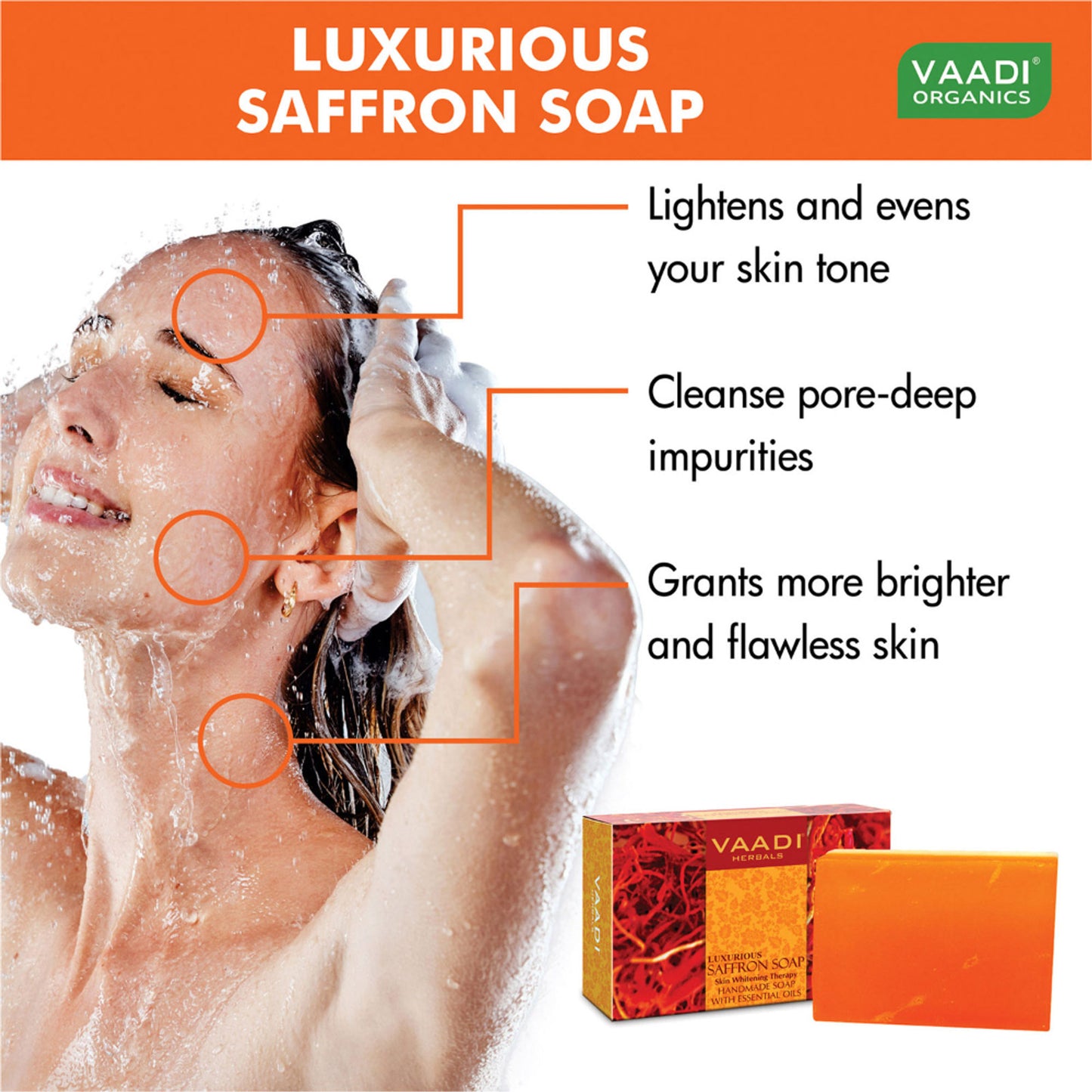 Vaadi Herbals Super Value Pack Of 6 Luxurious Saffron Soap - Skin Whitening Therapy