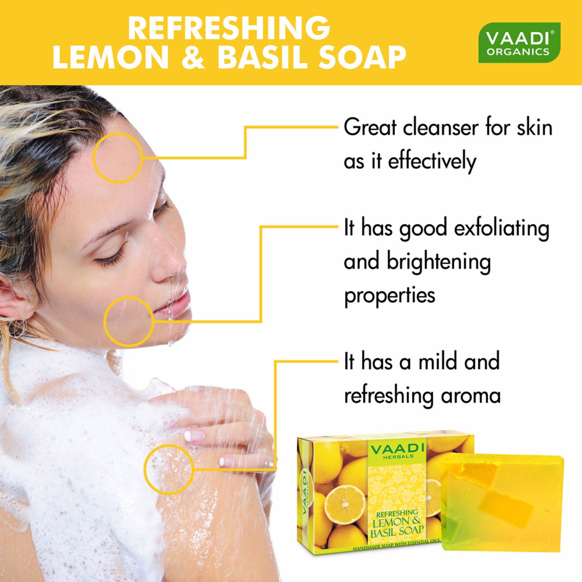 Vaadi Herbals Super Value Pack Of 6 Refreshing Lemon And Basil Soap