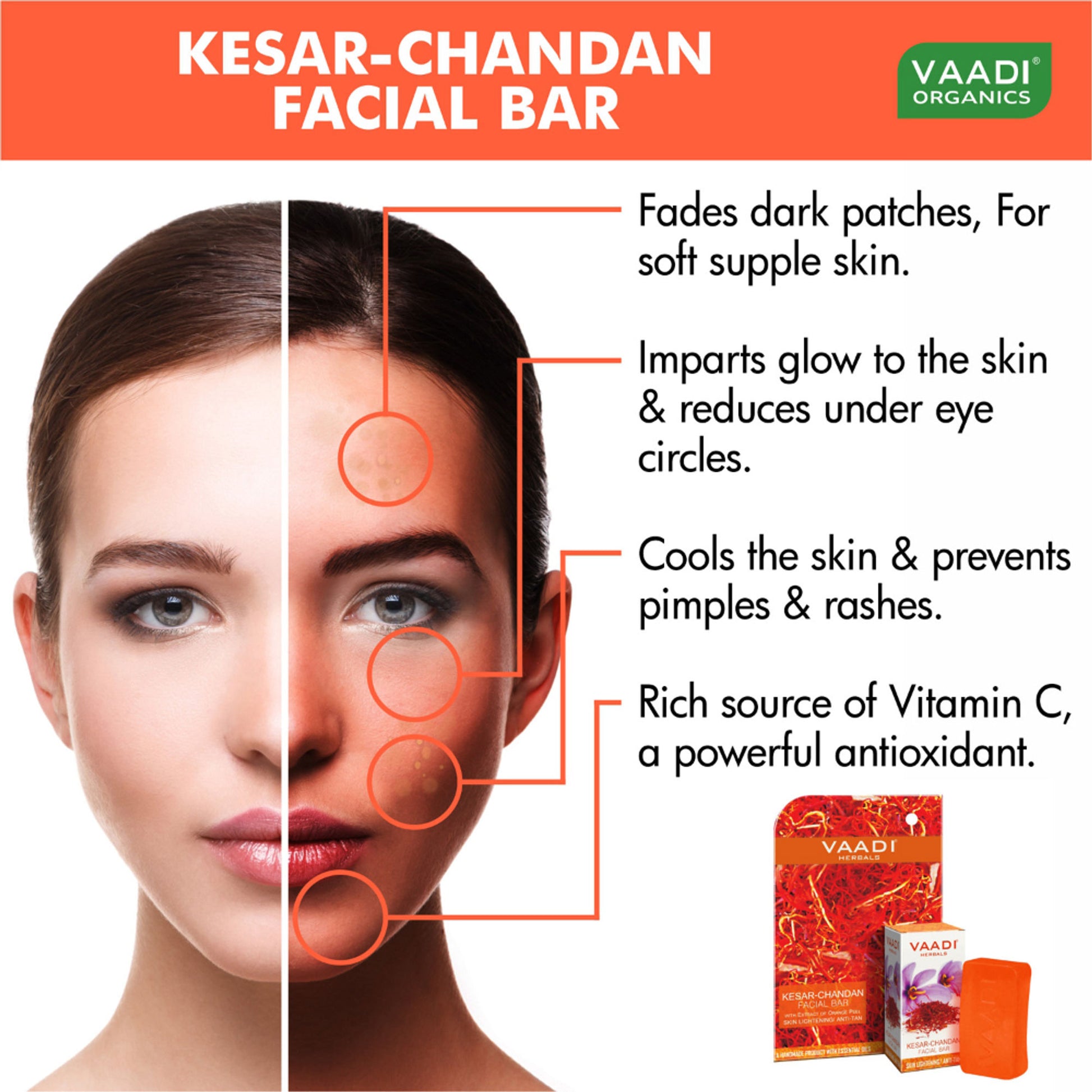 Vaadi Herbals Super Value Pack Of 6 Kesar Chandan Facial Bars
