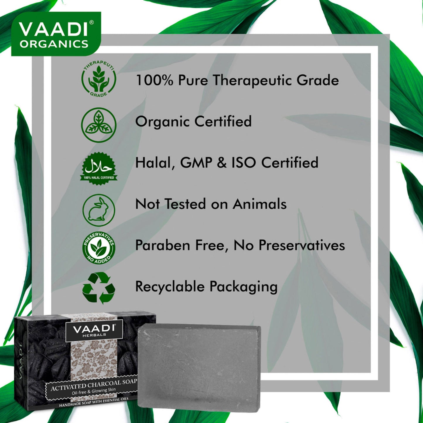 Vaadi Herbals Activated Charcoal Soap - Pack of 6