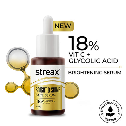 Streax Bright & Shine Face Serum For Brightening, Dark Spots Reduction