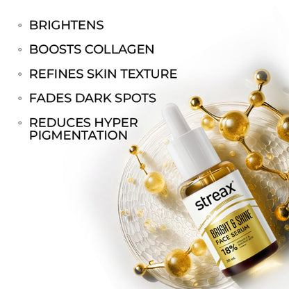 Streax Bright & Shine Face Serum For Brightening, Dark Spots Reduction