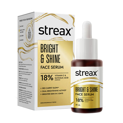 Streax Bright & Shine Face Serum For Brightening, Dark Spots Reduction